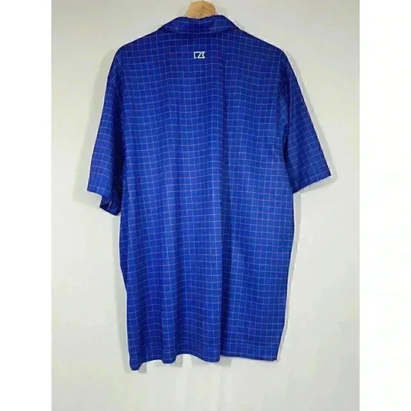 Cutter & Buck CB DryTec Mens Polo Golf Shirt XL Sapphire Blue Orange Custom Embr - Picture 3 of 10